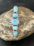 Women's Cluster Blue Larimar Navajo Ring Size 8.5 | Sterling Silver | Authentic Native American Handmade | 17677