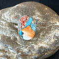 Blue Turquoise Spiny Oyster Navajo Ring Size 8 | Sterling Silver | Authentic Native American Handmade | 18233