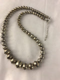 Hand Stamped Bench Navajo Pearls Graduated Bead Necklace 19" | Sterling Silver | Authentic Native American Handmade
