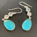 Women's Blue Kingman Turquoise Navajo Earrings | Sterling Silver | Authentic Native American Handmade | 12035