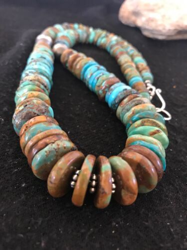 Blue Green Turquoise Navajo Pearls Sterling Silver Necklace 20” 08579