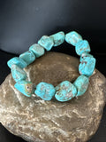 Men's Women's Blue Turquoise Stretch Stone Friendship Bracelet 7" | Authentic Native American Handmade | 18869