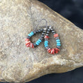 Turquoise Spiny Oyster Navajo Earrings 1.25" | Sterling Silver | Authentic Native American Handmade | 2034