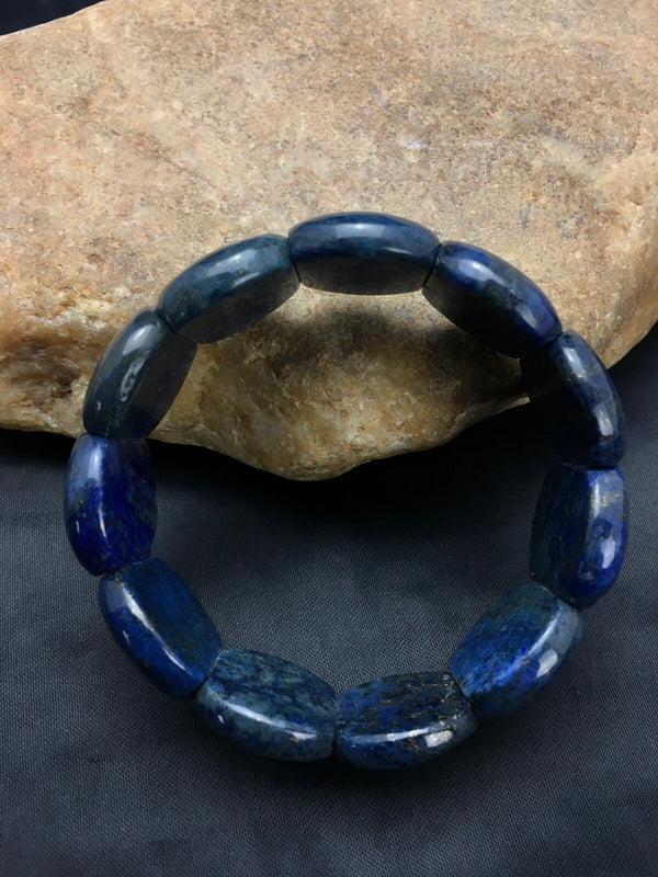 Blue Lapis Bead Stretch Bracelet 7.25" | Authentic Native American Handmade | 03015