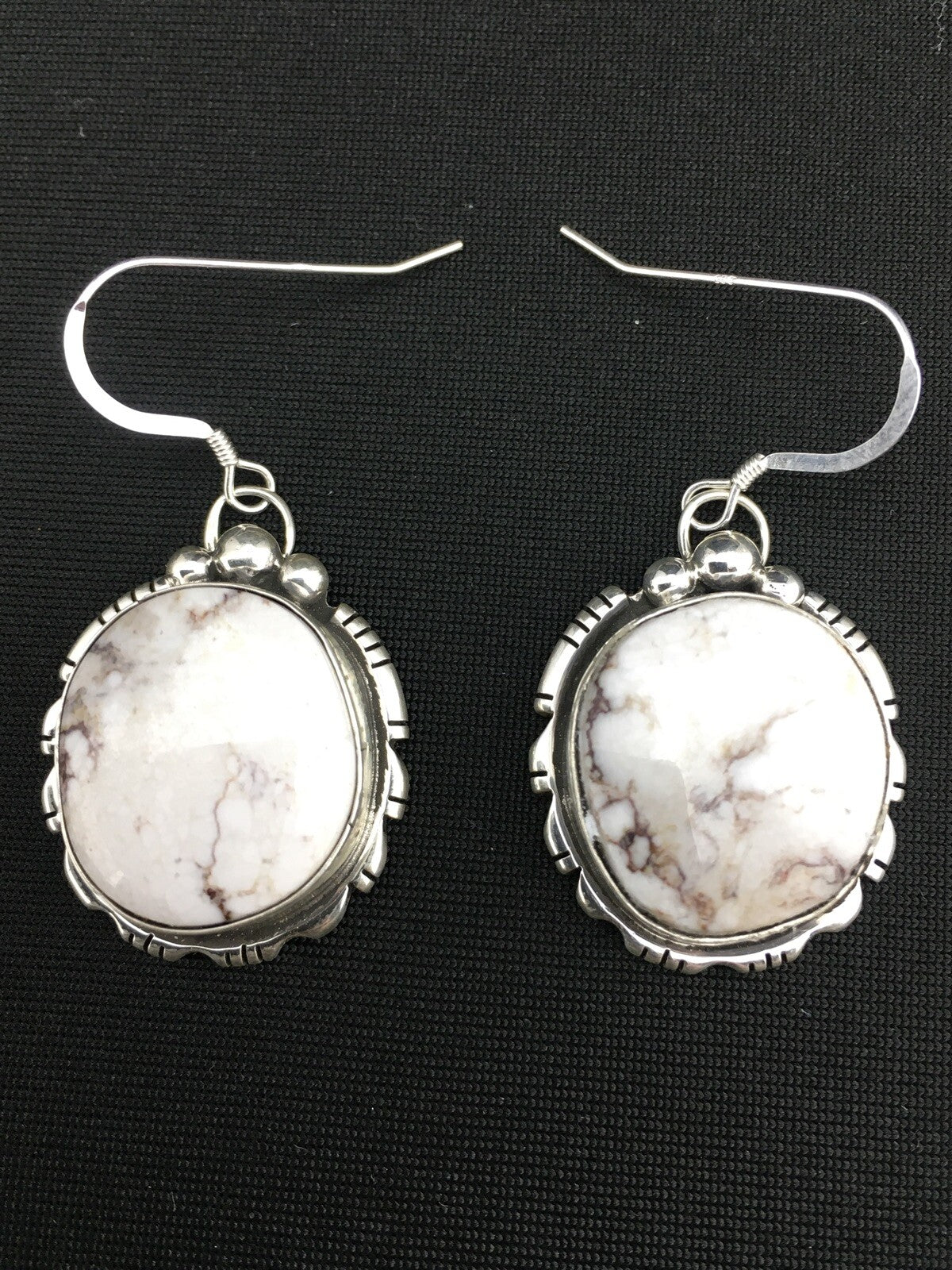 Navajo Sterling Silver Wild Horse Turquoise Earrings 1" 01321