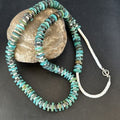 Navajo Turquoise Shell Heishi Bead Necklace 32" | Sterling Silver | Authentic Native American Handmade | 15529