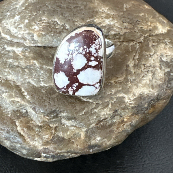 Men's Women's Wild Horse Turquoise Navajo Ring Sz 8 | Sterling Silver | Authentic Native American Handmade | 17342