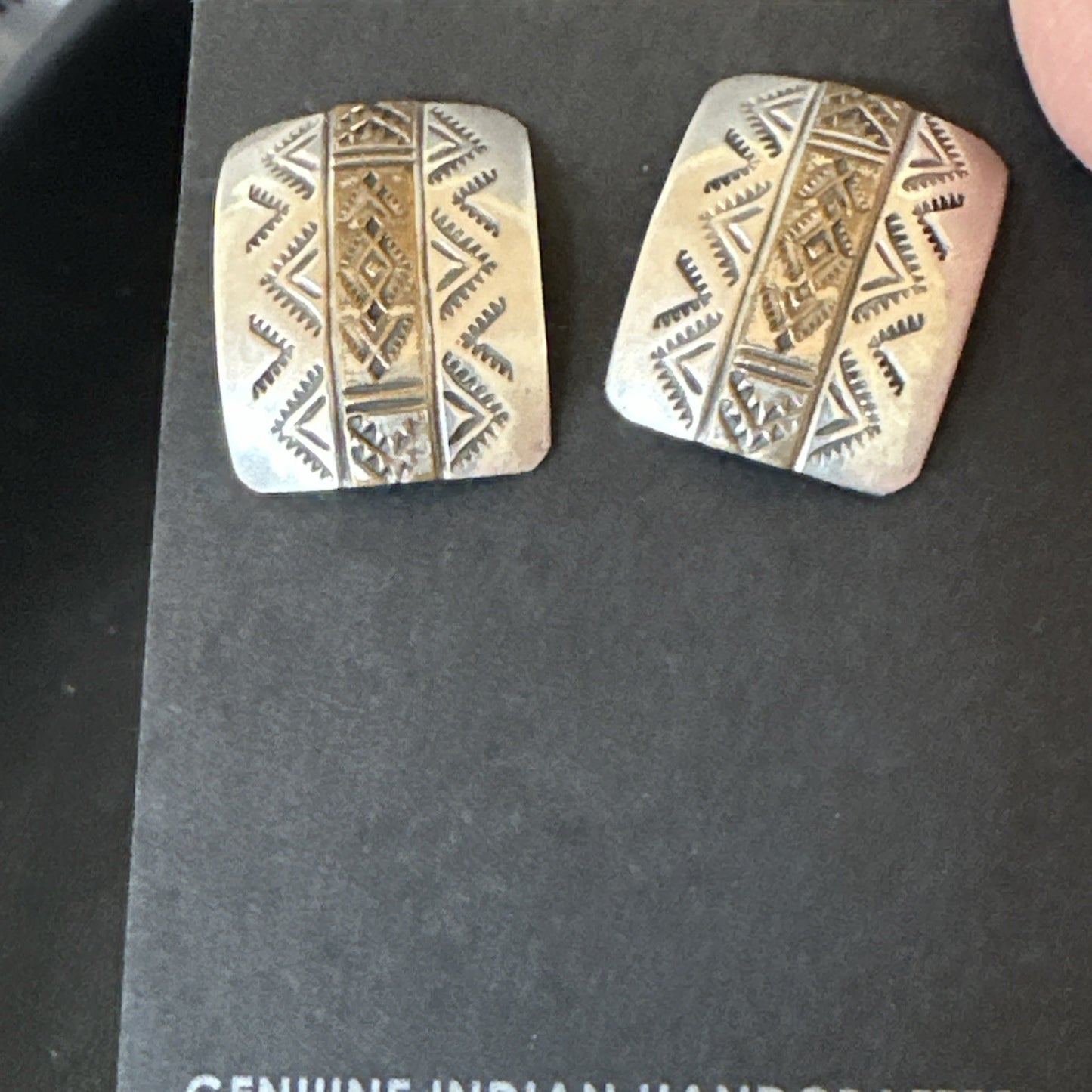 Old Pawn Navajo Stamped 12K Gold Sterling Silver Native American Earrings 19090