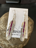Purple Sugilite Opal Handmade Inlay Feather Earrings | Sterling Silver | Authentic Native American Handmade | 18694