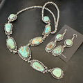 ROYSTON LARIAT Necklace 26"Women Navajo Turquoise Silver Earring | Sterling Silver | Authentic Native American Handmade | 19598