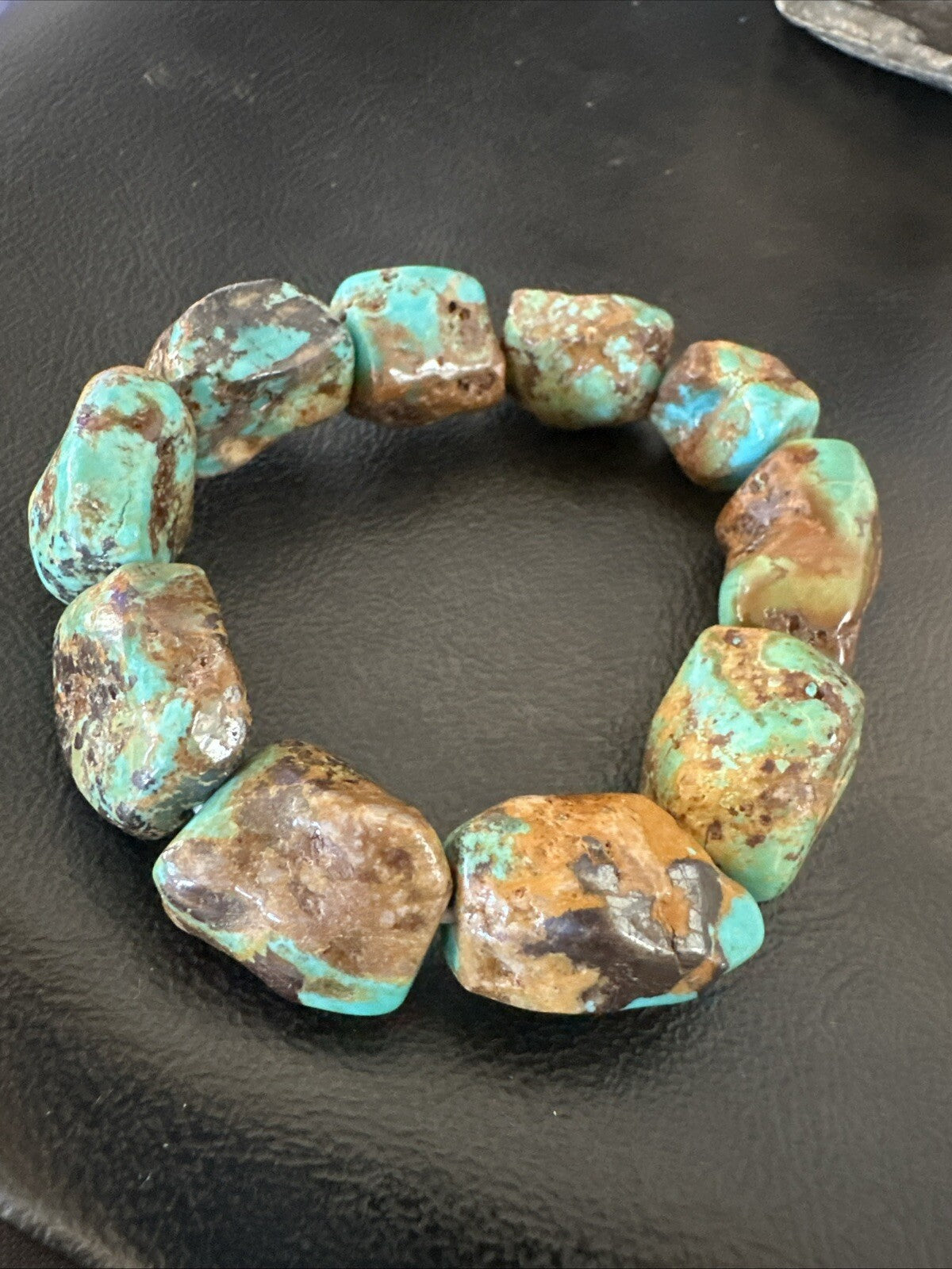 Mens Womens Blue Green Turquoise Stretch Stone Friendship Bracelet 7" 18868