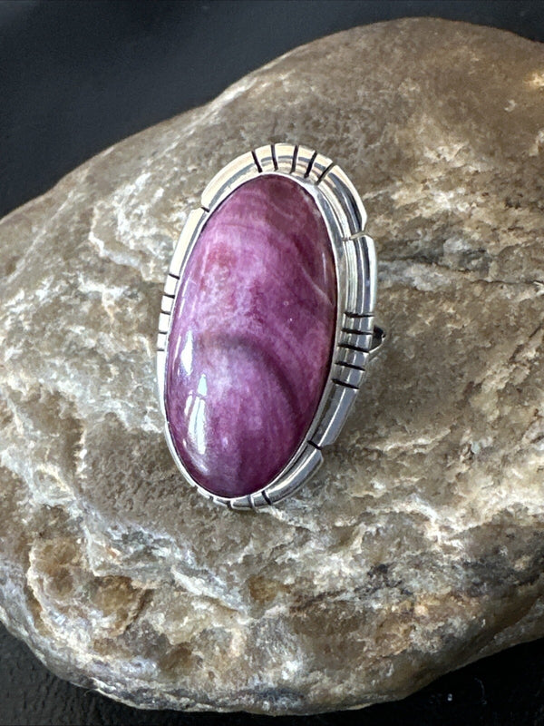 Women's Purple Spiny Oyster Navajo Ring Size 6.5 | Sterling Silver | Authentic Native American Handmade | 18582