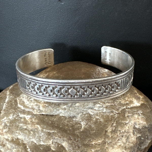 Stamped Cuff Bracelet Navajo | Sterling Silver | Authentic Native American Handmade | 18119