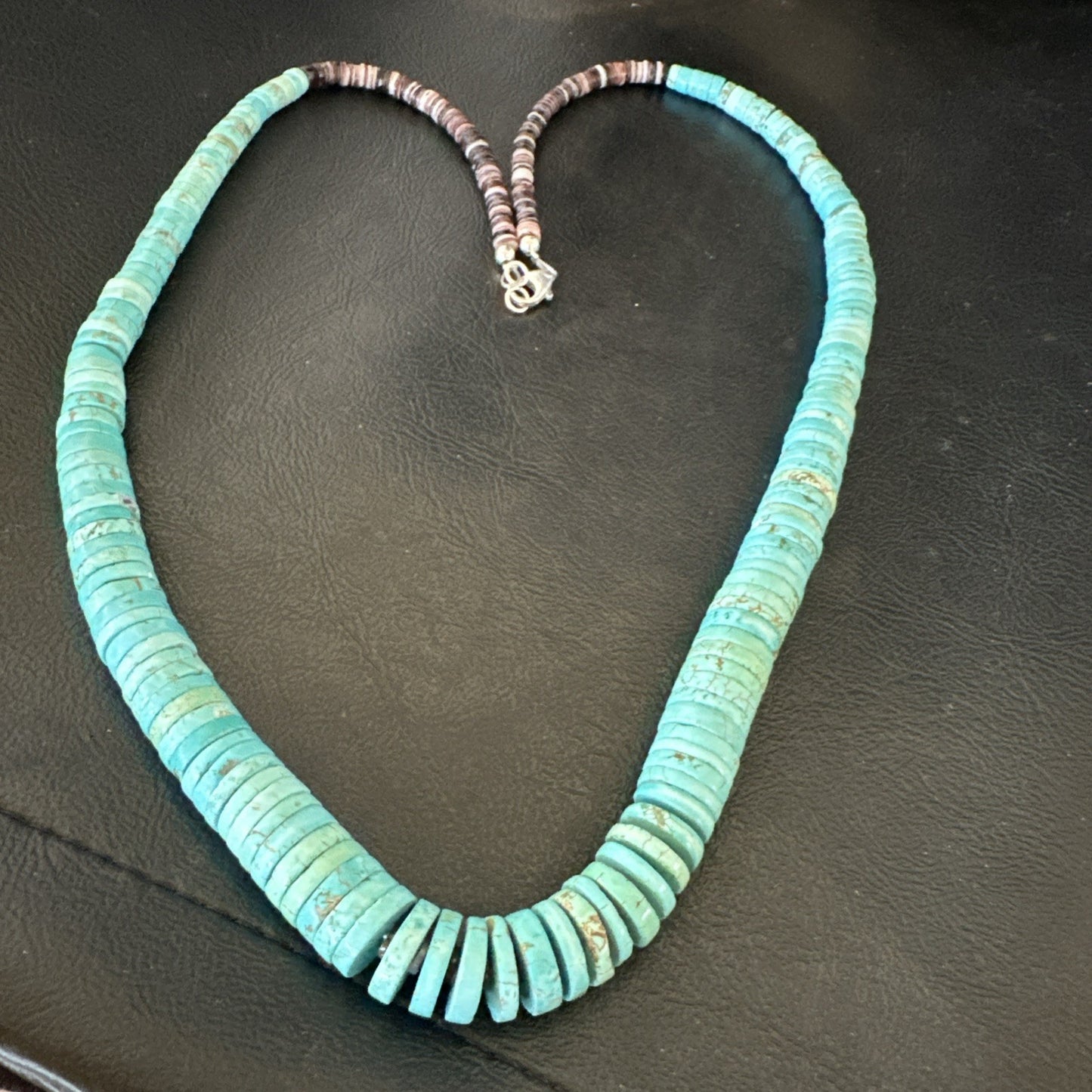 Santo Domingo Stabilized Blue Turquoise Necklace 26” 19599
