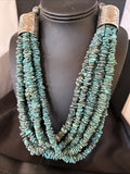 XL Navajo Blue Kingman Turquoise 7S Turquoise Necklace 23" | Sterling Silver | Authentic Native American Handmade | 18664