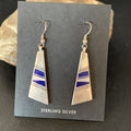 Navajo Inlay Lapis Lazuli Dangle Earrings 1.5" | Sterling Silver | Authentic Native American Handmade | 13028