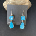 Kingman Turquoise Handmade Navajo Dangle Earrings 1.5" | Sterling Silver | Authentic Native American Handmade | 14012