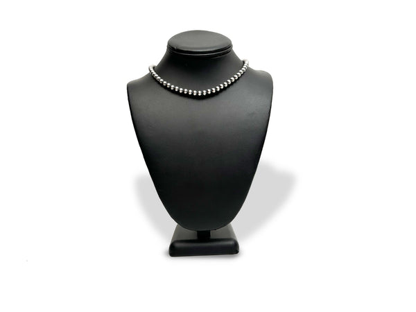 6mm Navajo Pearls 15"Hook Eye Cone Necklace | Sterling Silver | Authentic Native American Handmade