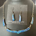 Old Pawn Blue Opal Necklace Inlay Navajo 16"Earrings | Sterling Silver | Authentic Native American Handmade | 19125
