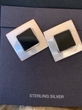 Black Onyx Earrings Navajo | Sterling Silver | Authentic Native American Handmade | 01521
