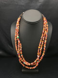 Spiny Oyster Turquoise 3 Strand Navajo Necklace | Sterling Silver | Authentic Native American Handmade | 4333