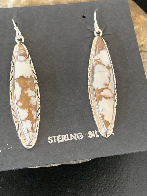 Navajo Wild Horse Turquoise Earrings | Sterling Silver | Authentic Native American Handmade | 1378