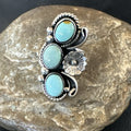 Yazzie Ring Blue Turquoise Navajo Cluster Size 8.5 | Sterling Silver | Authentic Native American Handmade | 19225
