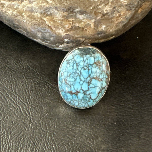 Blue Turquoise#8 Southwestern Ring Size 5 | Sterling Silver | Authentic Native American Handmade | 19727