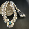 Turquoise Pillow Navajo Bead Necklace | Sterling Silver | Authentic Native American Handmade | 15082