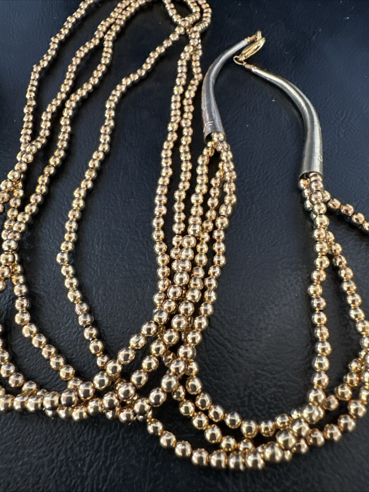 Gold Filled 3 Strand Bead Sterling Silver Necklace 24” 18647