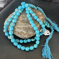 Sleeping Beauty Turquoise 2S Beads Navajo Necklace | Sterling Silver | Authentic Native American Handmade | 18137