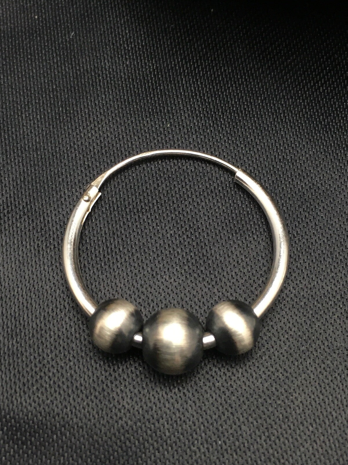 Native American Indian Hoop Sterling Silver Beads Earrings 3108