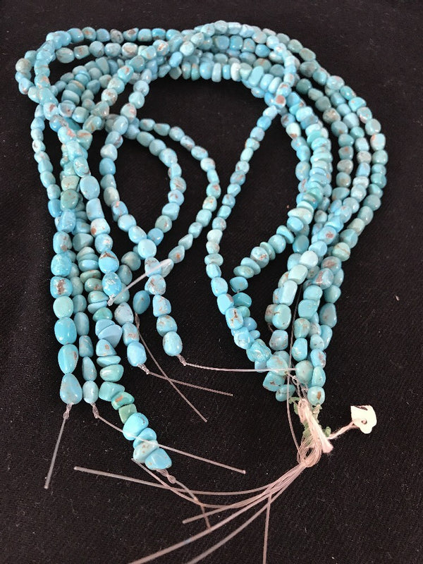 Turquoise Nugget Creek Form Beads Nacozari Set 16" | Authentic Native American Handmade | 10057