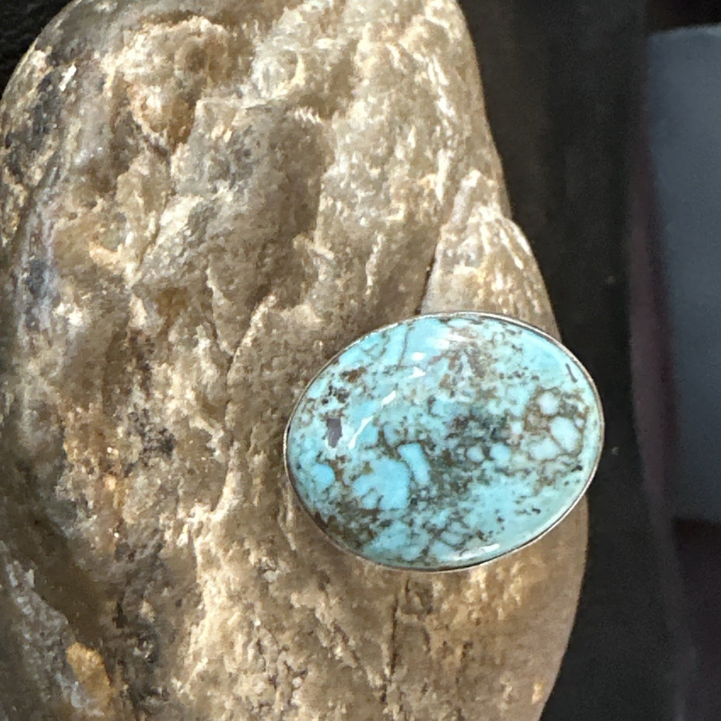Blue Turquoise#8 Southwestern Sterling Silver Ring Size 8 19747