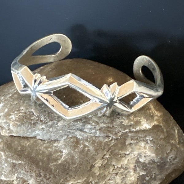 Tufa Cast Women's Navajo Cuff Bracelet | Sterling Silver | Authentic Native American Handmade | 19353