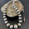 Navajo Pearls Graduated Round Seamless Bead Necklace 16" | Sterling Silver | Authentic Native American Handmade
