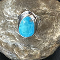 Women's Robin Egg Blue Kingman Turquoise Ring Size 9 | Sterling Silver | Authentic Native American Handmade | 17733