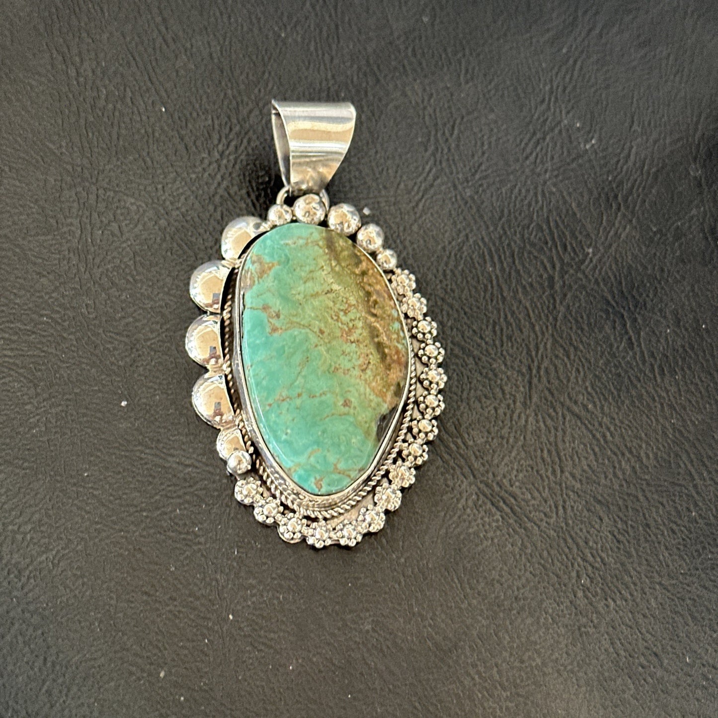Men Women Green Royston Turquoise Pendant Navajo Sterling Yazzie 19523