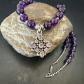 Purple Amethyst Pendant Navajo Necklace 21" | Sterling Silver | Authentic Native American Handmade | 18256