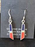 Lapis Opal Coral Navajo Inlay Earrings 1" | Sterling Silver | Authentic Native American Handmade | 14766