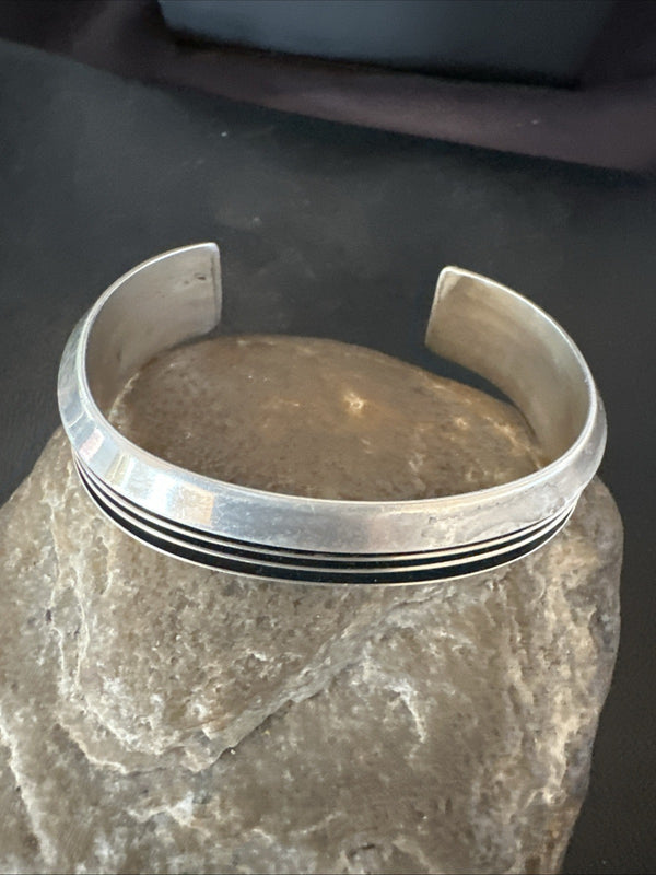 Men's Women's Navajo Cuff Bracelet 7" | Sterling Silver | Authentic Native American Handmade | 19696