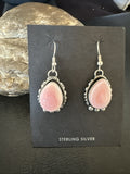 Yazzie Pink Queen Conch Navajo Dangle Earrings | Sterling Silver | Authentic Native American Handmade | 19324