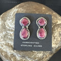 Purple Spiny Oyster Navajo Dangle Earrings 1" | Sterling Silver | Authentic Native American Handmade | 1606