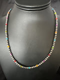 Multicolor 4mm Navajo Pearls 18"Necklace | Sterling Silver | Authentic Native American Handmade | 94318