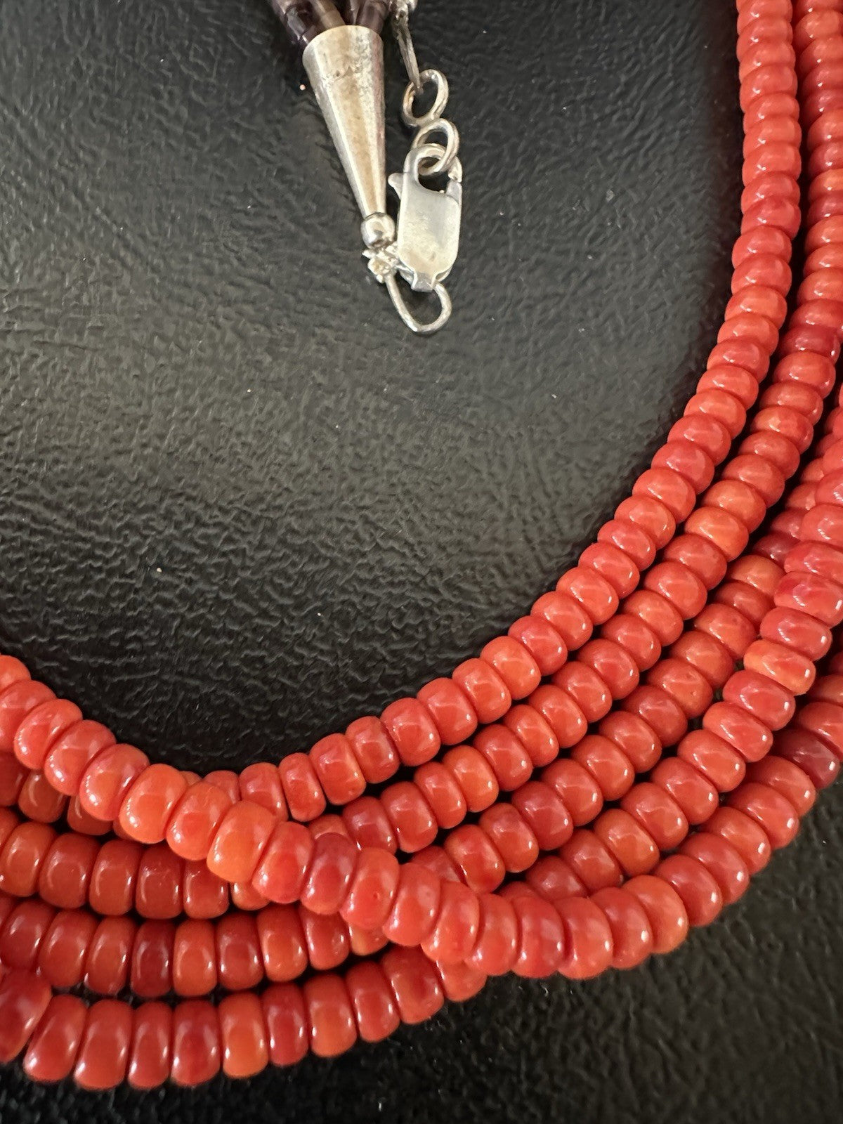 Red Spiny Stabilized 5 Strand Bead Heishi Shell 28” 19396