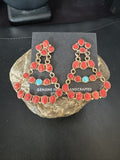 Women's Chandelier Opal Spiny Oyster Brass Dangle Earrings | Authentic Native American Handmade | 14940