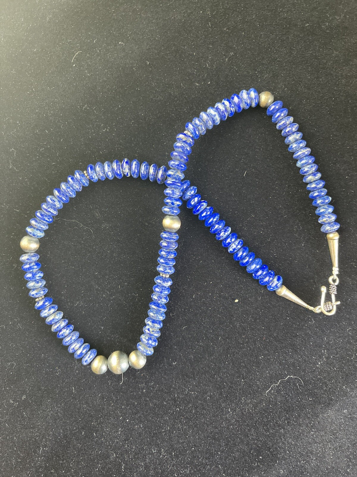 Mens Lapis Lazuli Navajo Pearls Sterling Silver Necklace 18” 1757