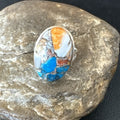 Blue Turquoise Spiny Oyster Southwestern Ring Size 11 | Sterling Silver | Authentic Native American Handmade | 18448