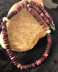 Purple Spiny Oyster 10mm Bead Navajo Beads Necklace | Sterling Silver | Authentic Native American Handmade | 00409