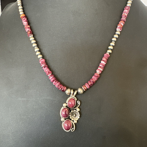 Purple Spiny Sugilite Pendant Navajo Silver Necklace | Sterling Silver | Authentic Native American Handmade | 19608